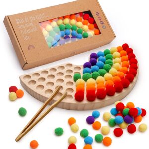 Wooden Rainbow Clip Bead Puzzle