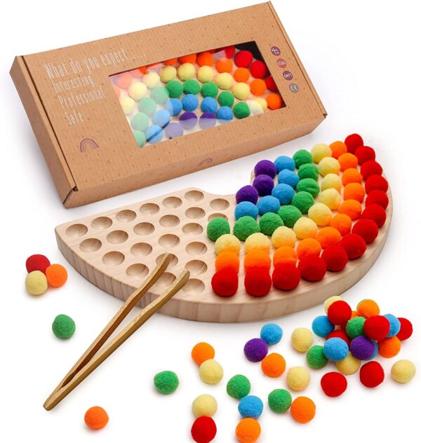Wooden Rainbow Clip Bead Puzzle